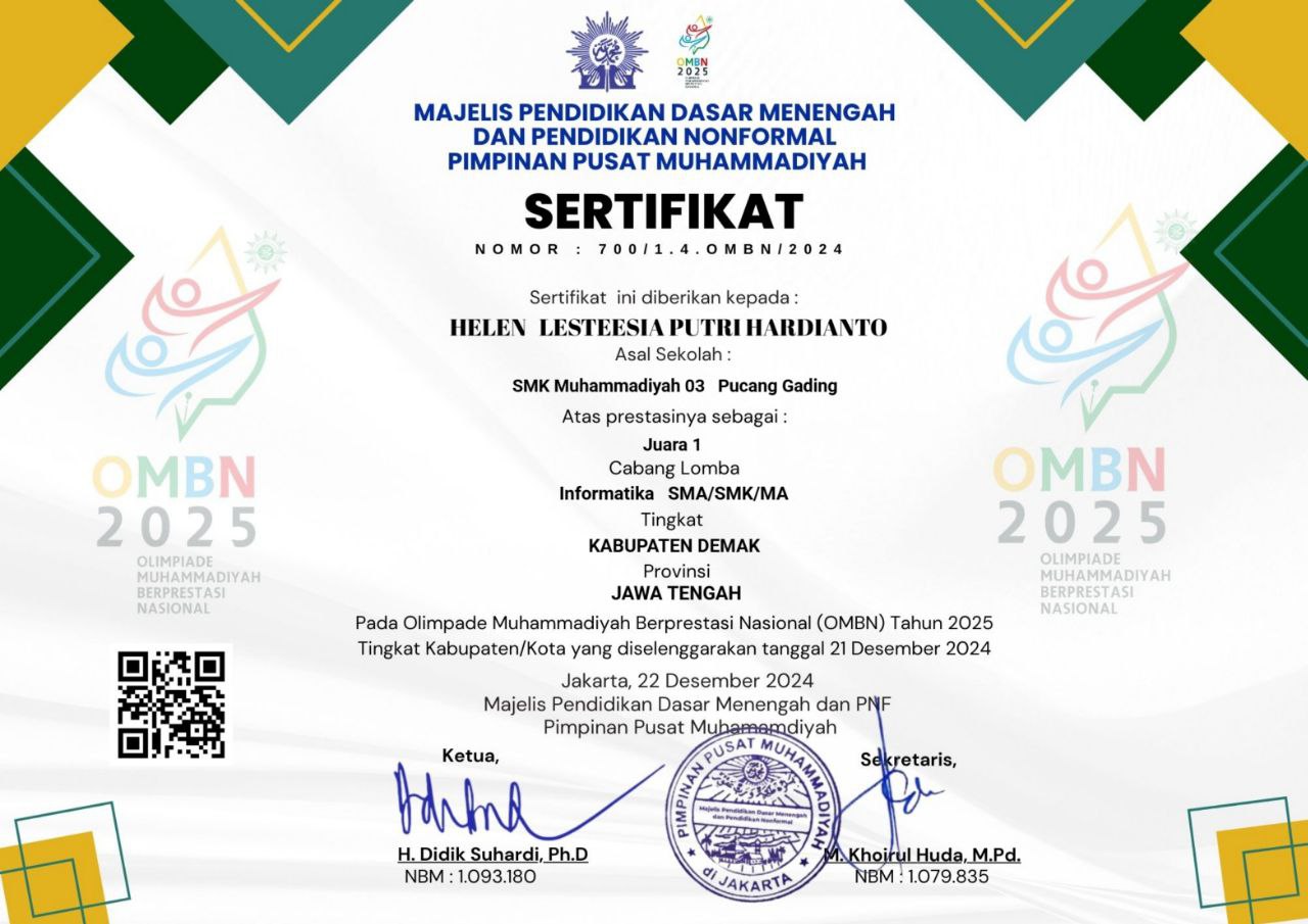 Sertifikat Juara 1 Informatika